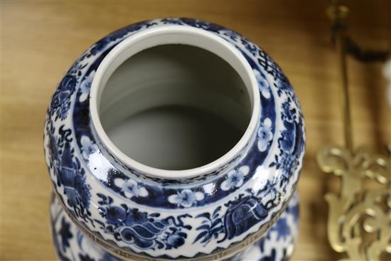 A Chinese blue and white jar and cover, Kangxi mark but late 19th century height 37cm